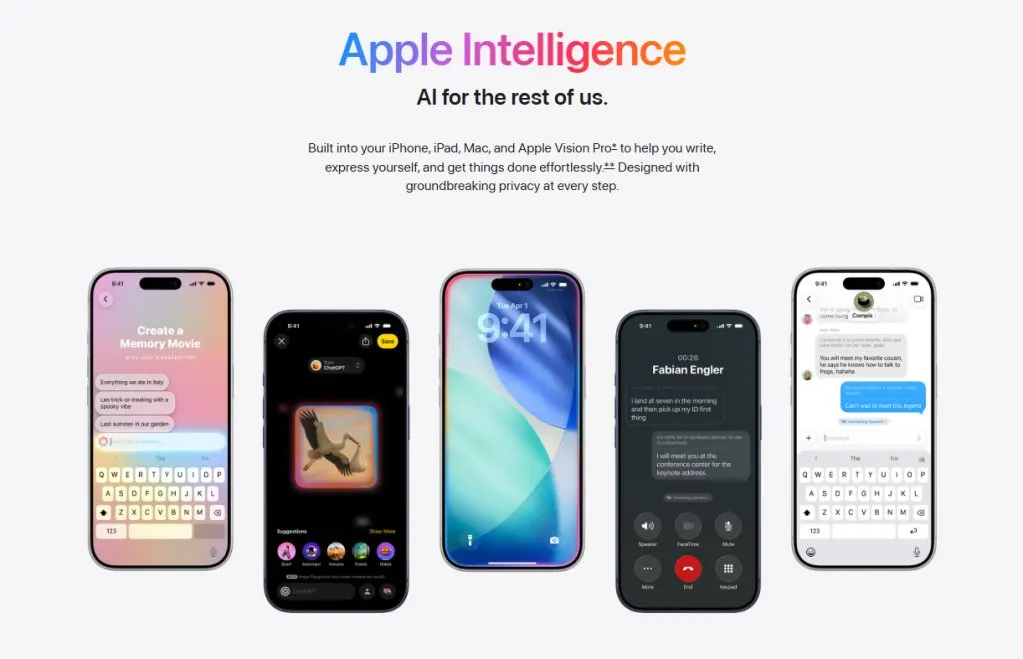 A smartphone screen displays iOS 27 settings that allow users to select external artificial intelligence models.