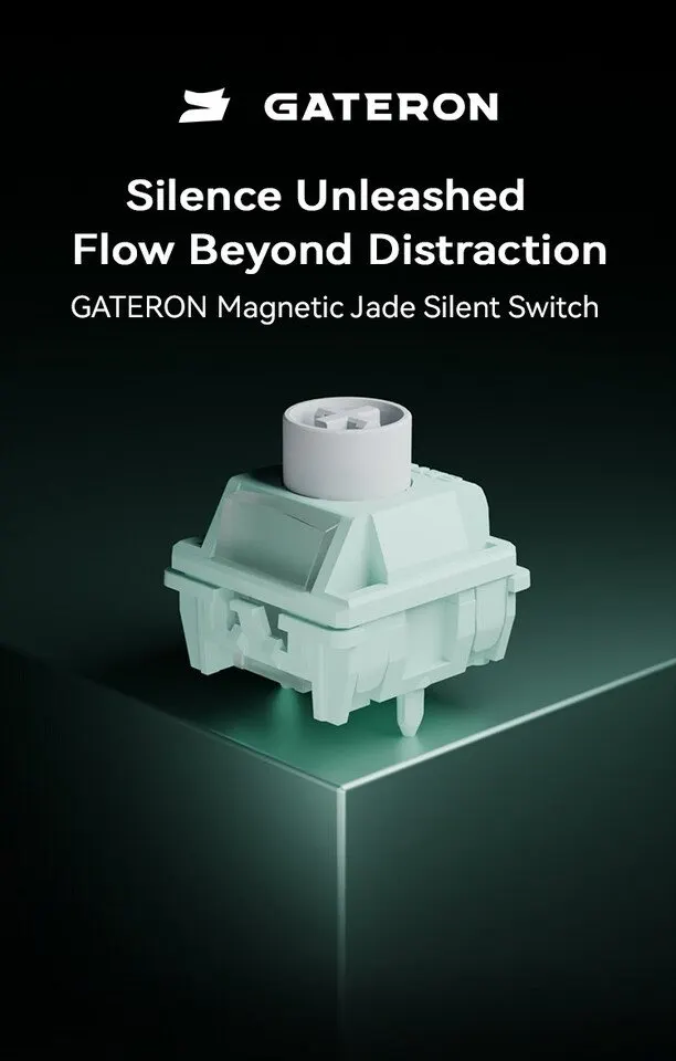 The Gateron Magnetic Jade switch provides silent operation for Hall Effect and TMR gaming keyboards.