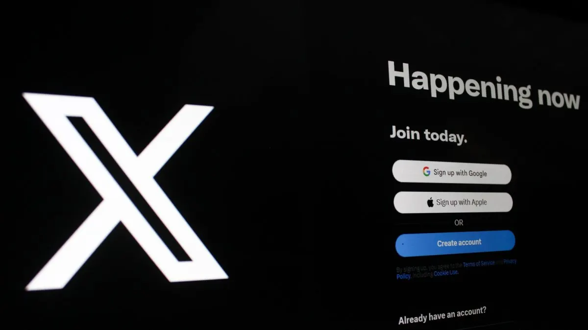 Smartphone screen showing the X app interface with a notification about reduced daily posting limits for free accounts.