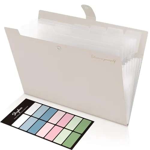 Home office desk featuring document sorting trays and filing organizers
