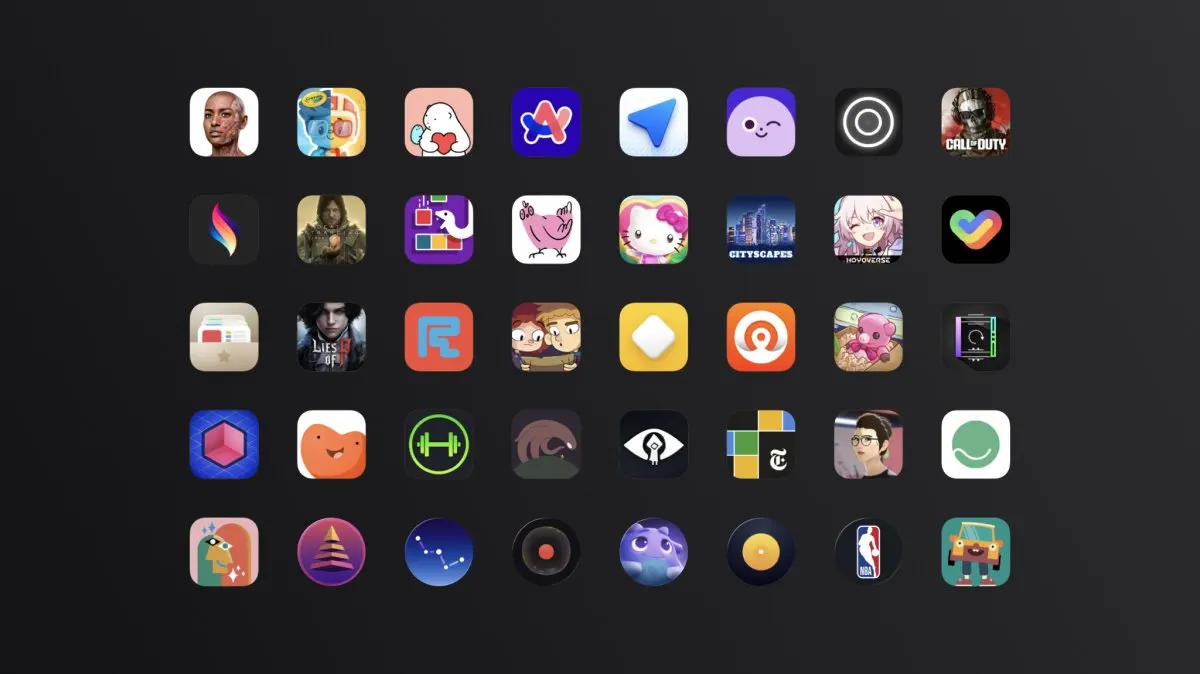 Graphic displaying the 2024 Apple Design Award finalists and their application icons