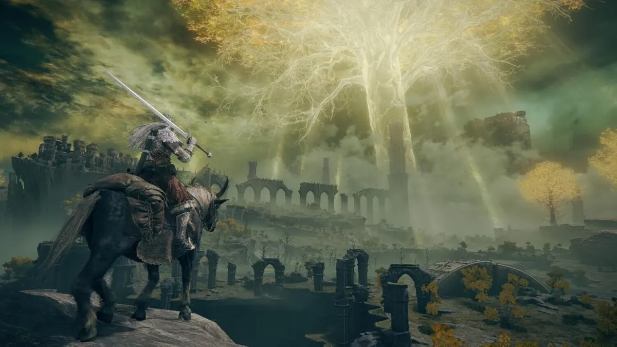 The promotional artwork features the official logo for the Elden Ring Tarnished Edition on Nintendo Switch 2.