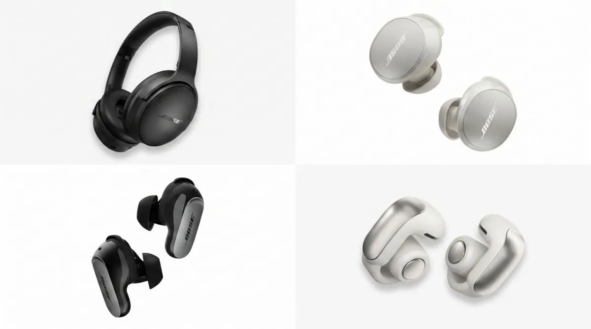 A pair of premium wireless headphones demonstrates active noise cancellation engineering.