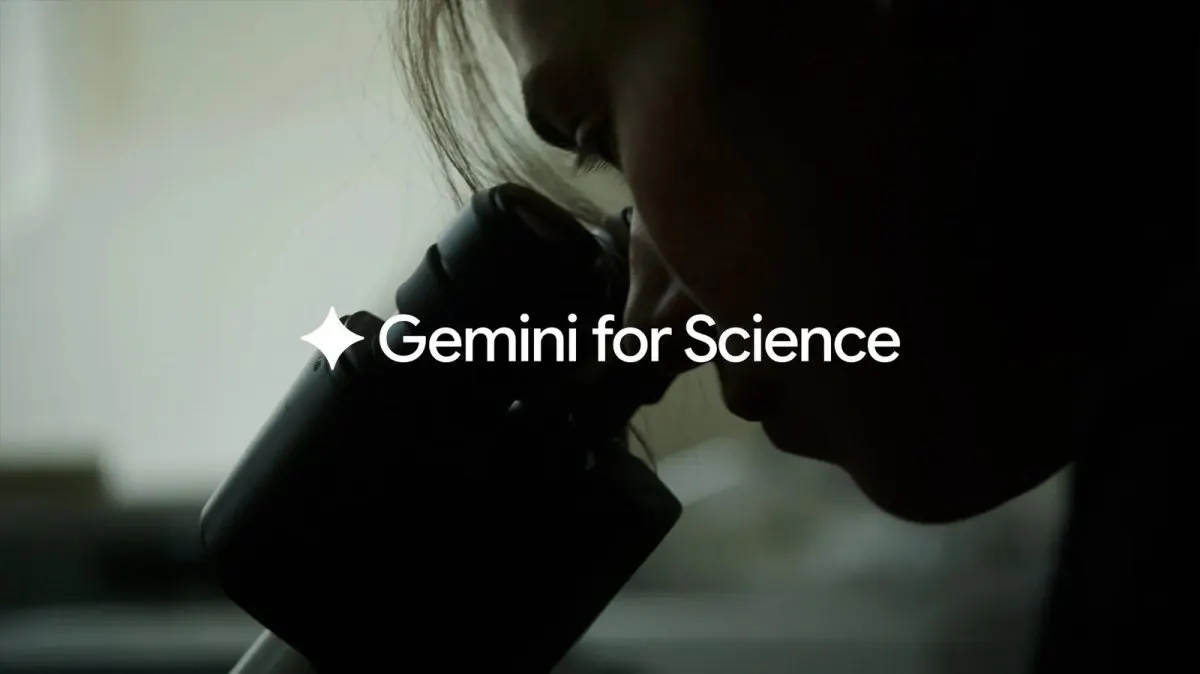 The Google Gemini for Science interface displays experimental artificial intelligence tools for research workflows.
