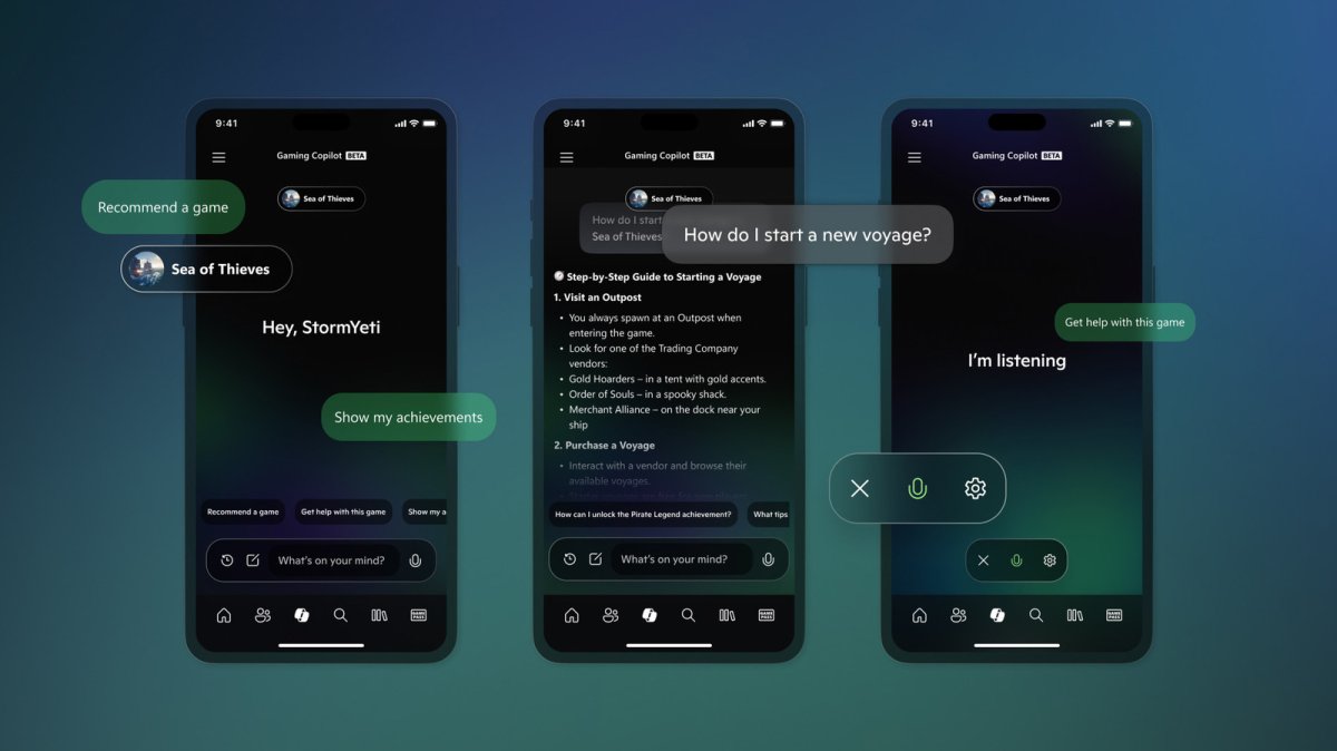 The Xbox console dashboard and mobile application interface show the removal of the Copilot AI assistant.