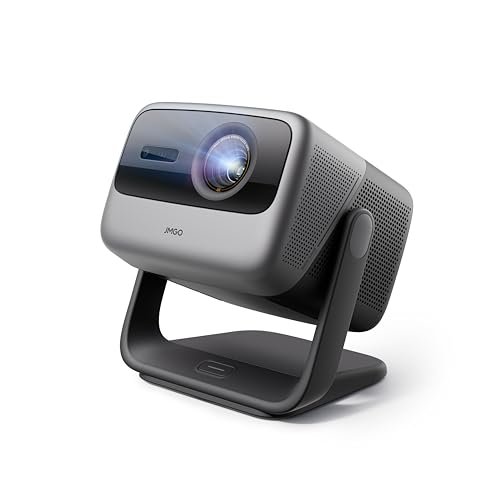 A laser projector displays a bright image on a wall in a residential living space.