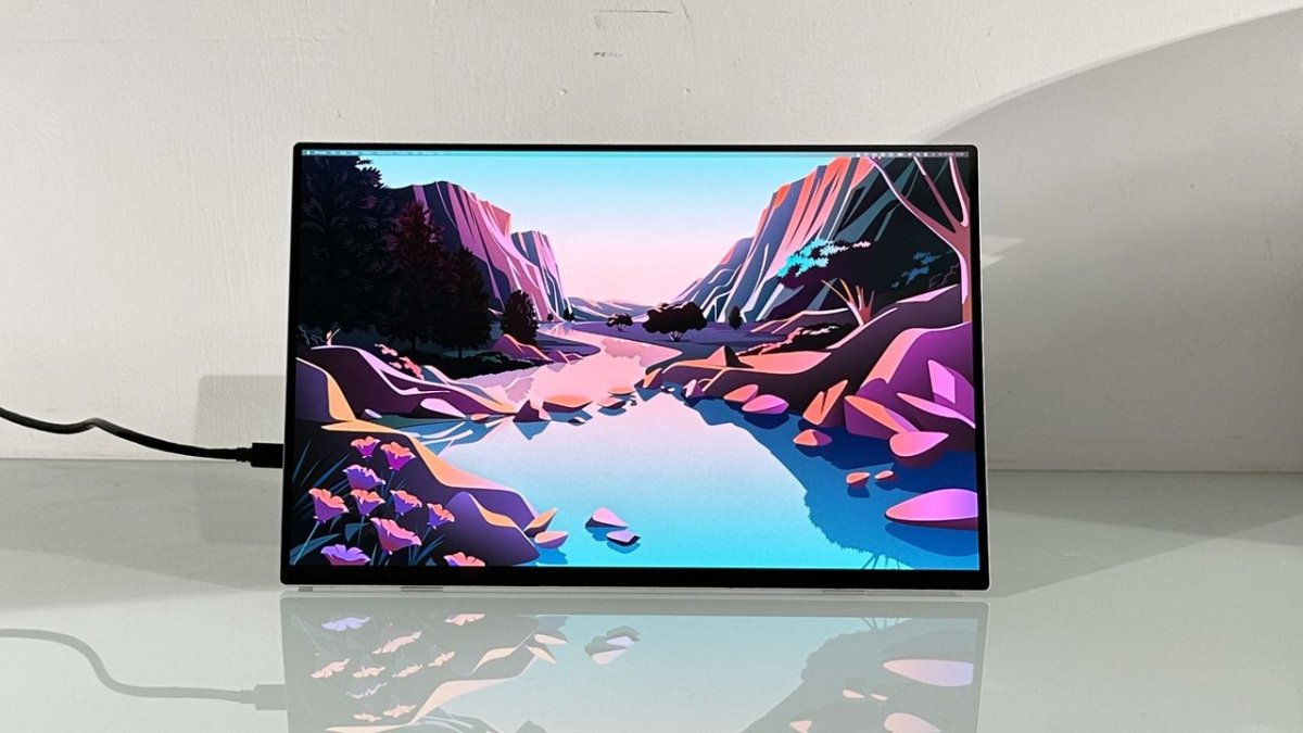 Acer ProDesigner PE160WUT 16-inch OLED portable monitor with a slim bezel and attached stand.