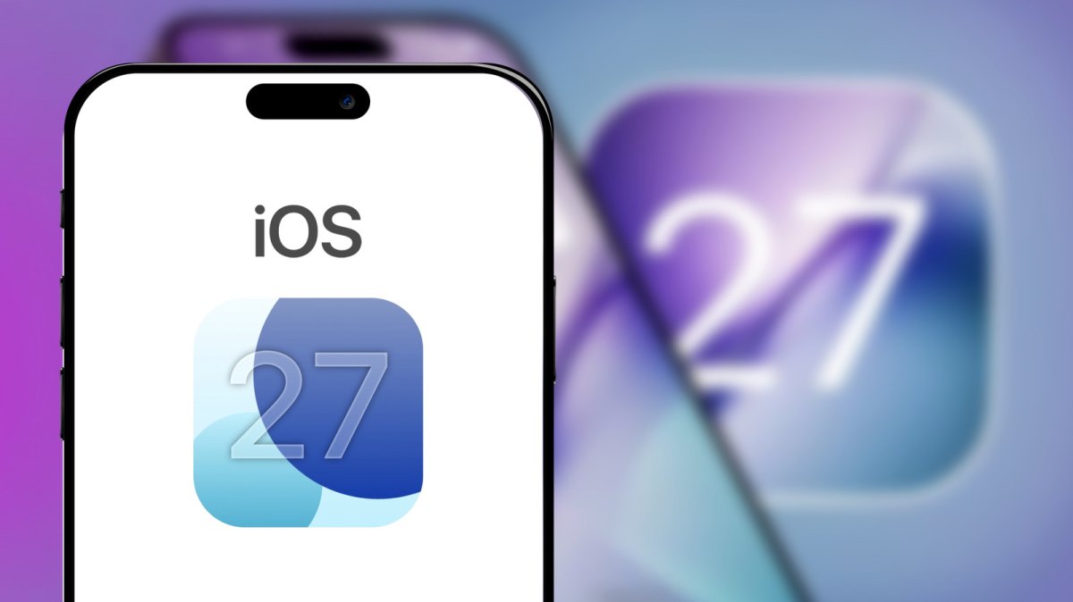 The redesigned Siri interface for iOS 27 displays Dynamic Island integration alongside a pull-down search layout.