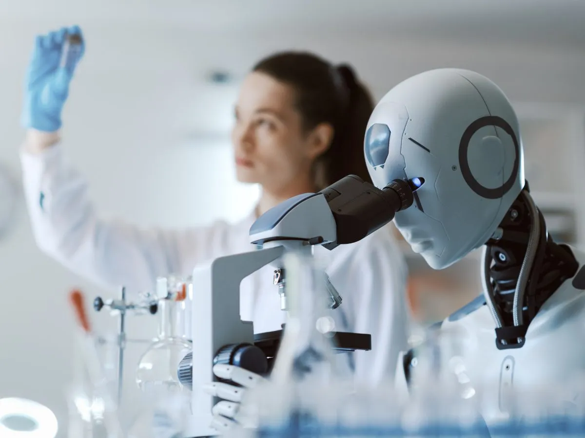 Conceptual illustration of artificial intelligence supporting scientific research