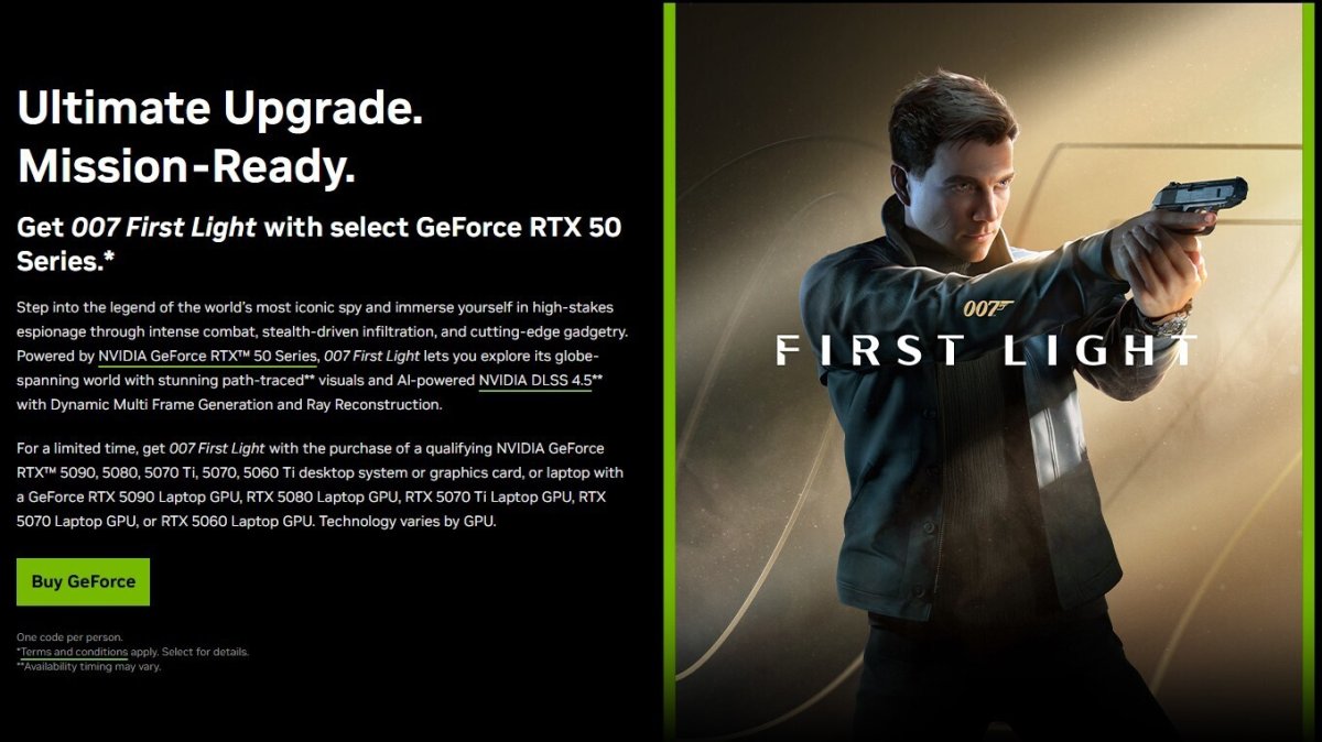 NVIDIA Bundles 007 First Light with RTX 50 Series Hardware and Prebuilts