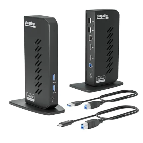An ergonomic dual laptop desk setup features adjustable stands and organized cable management.
