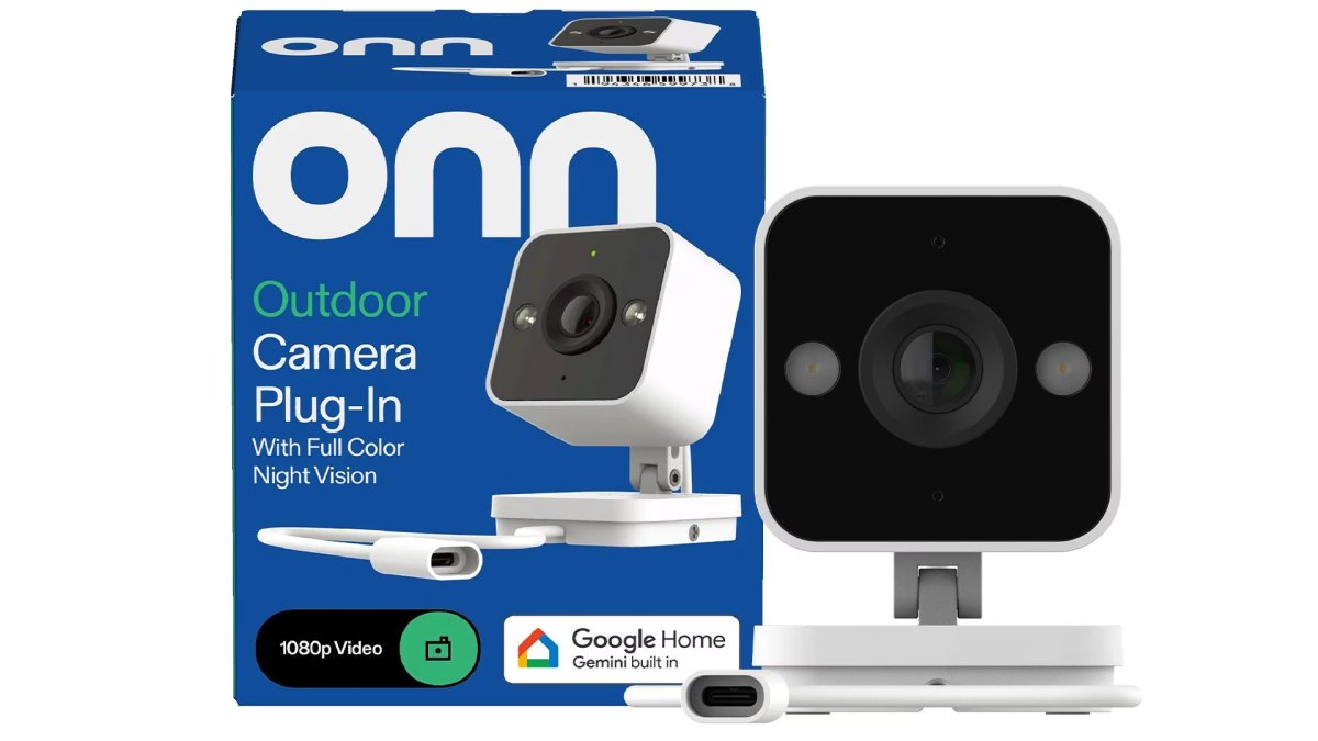 Walmart Onn Google Home security camera features 1080p video, night vision, and two-way talk.