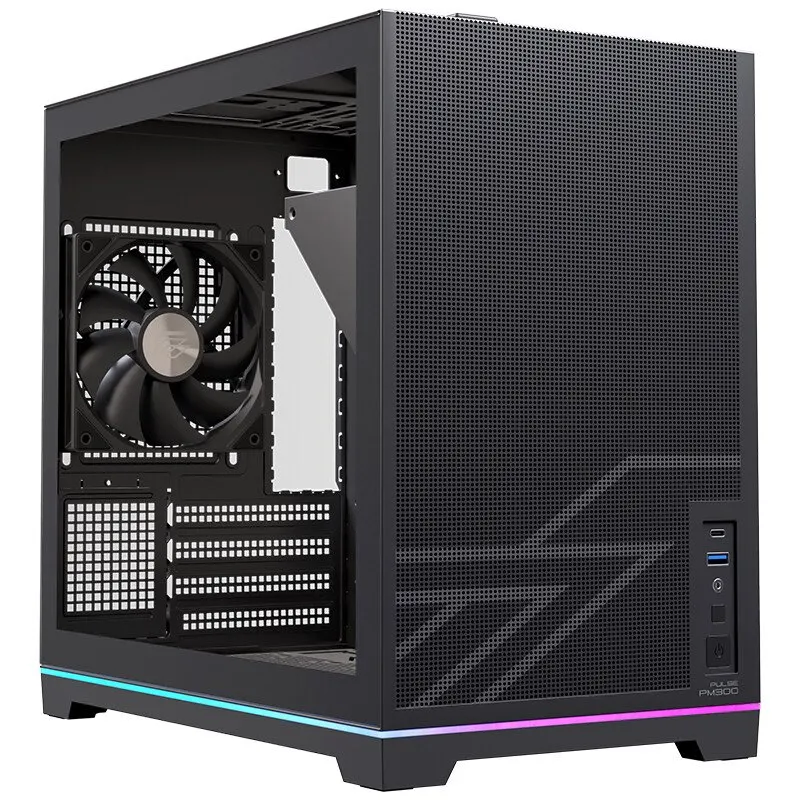 The EINAREX PM300 computer case exterior displays ventilation panels and a rigid chassis frame.
