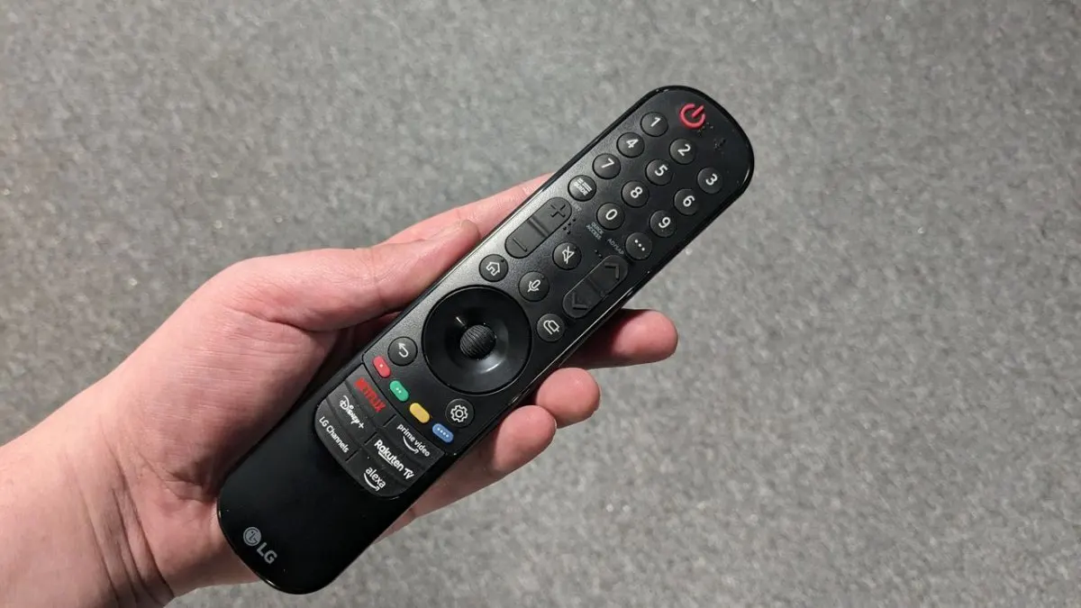 A motion-controlled pointing remote connects to Google TV for interface navigation and Gemini AI access.