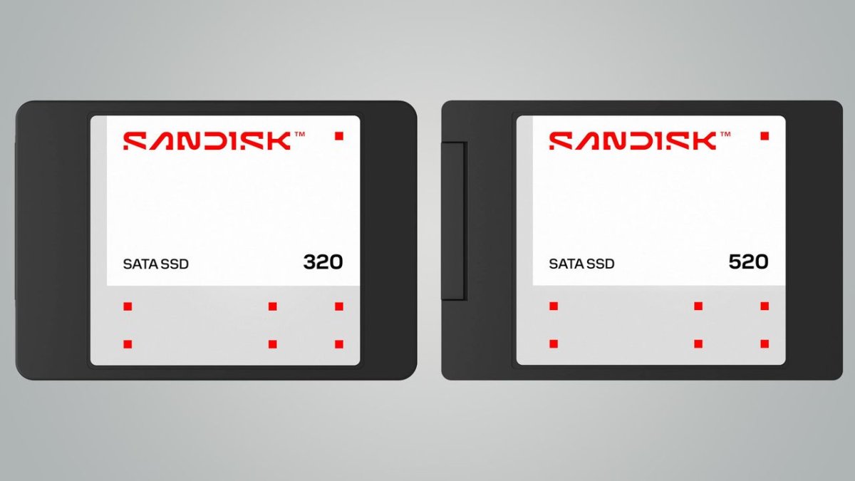 SanDisk 320 and 520 SATA solid-state drives shown side by side.