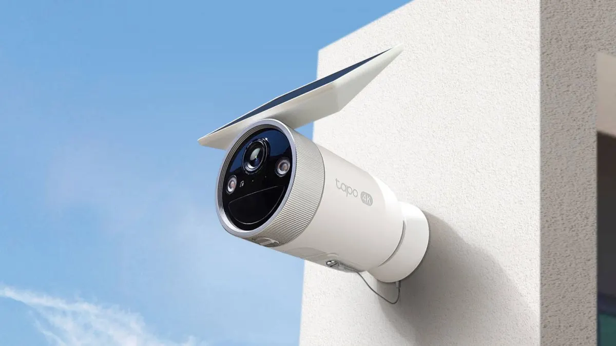The Tapo MagCam 4K C465 security camera features a magnetic mount and integrated solar panel.