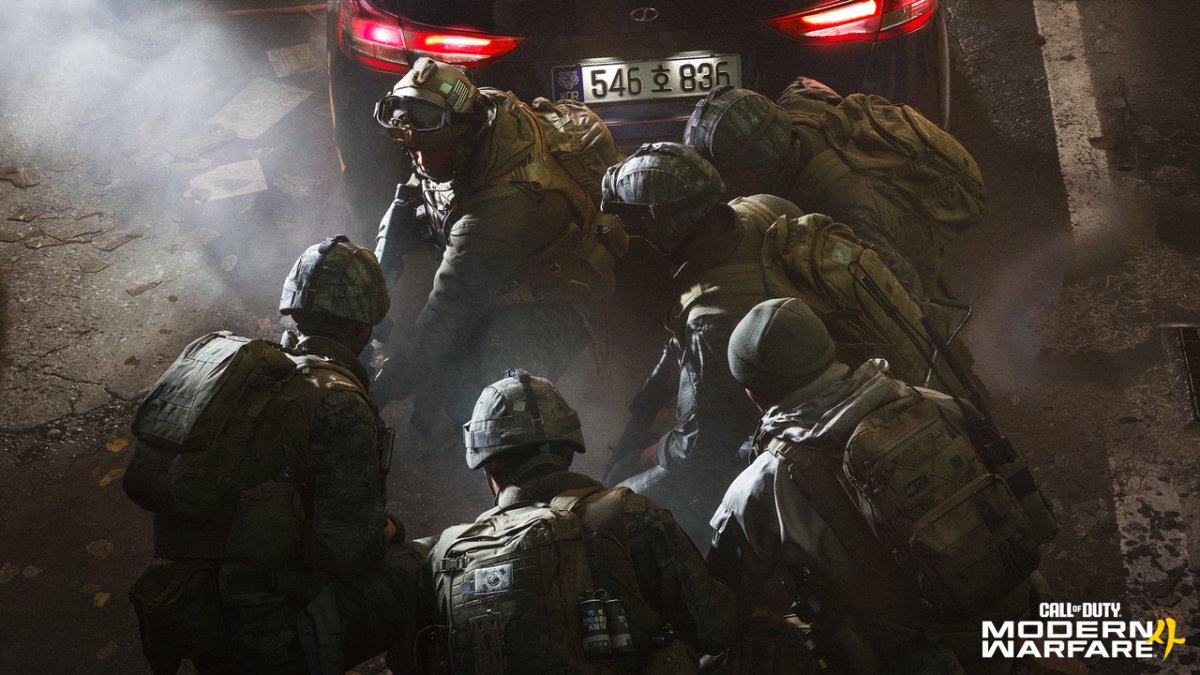 Tactical operators navigate a gritty military simulation environment with realistic gear.