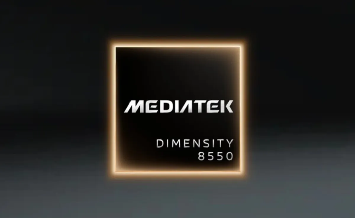 MediaTek Dimensity 8550 processor chip featuring integrated Gemini AI for budget smartphones