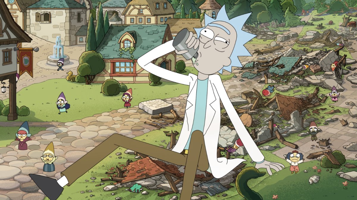 A connected television displays animated episodes through a digital streaming interface.