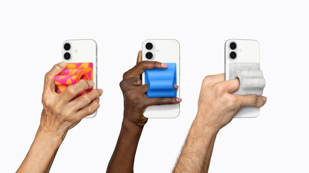 Hikawa Grip and Stand for iPhone displayed alongside the device