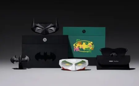 Batman themed RayNeo Air 4 Pro augmented reality glasses on display at MWC 2026