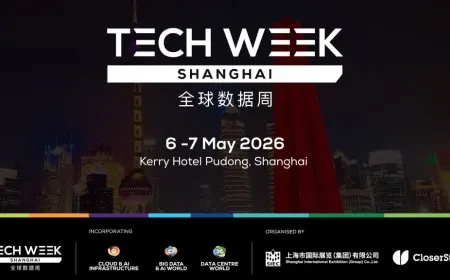 Attendees and exhibitors network at the inaugural Tech Week Shanghai conference.