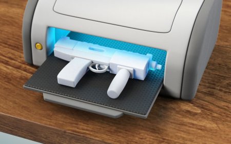 A 3D printer creating a plastic component
