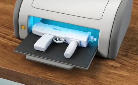 A 3D printer creating a plastic component