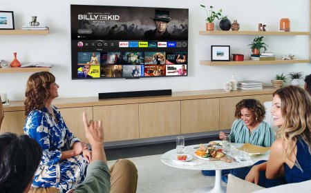 The Fire TV interface displays the Amazon Fire OS 16 update screen with Android 16 integration.