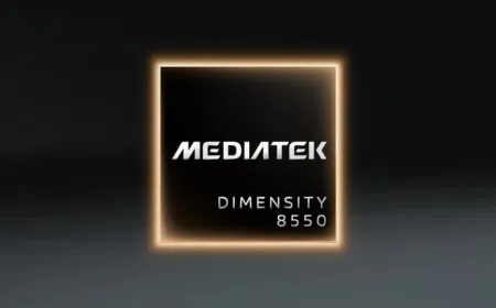 MediaTek Dimensity 8550 processor chip featuring integrated Gemini AI for budget smartphones