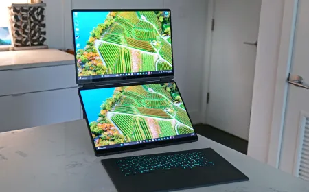 ASUS ROG Zephyrus Duo laptop featuring a dual OLED display and a detachable magnetic keyboard.