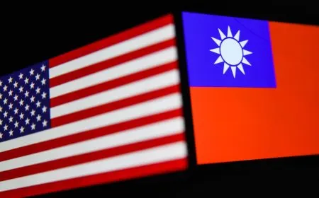 A political map displays Taiwan and surrounding regions amid recent U.S. defense policy discussions.