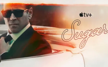 Promotional poster for the second season of the detective series Sugar announcing the June 19 premiere date.