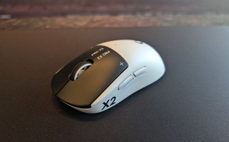 The Logitech G Pro X2 Superstrike gaming mouse features a symmetrical chassis and an adjustable trigger system.