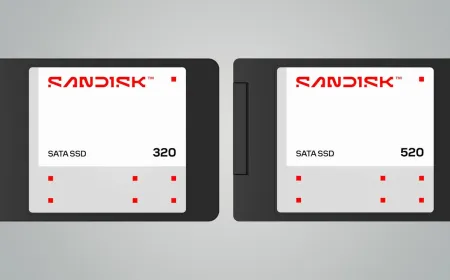 SanDisk 320 and 520 SATA solid-state drives shown side by side.