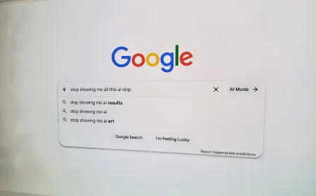 Traditional search results layout is displayed alongside modern AI interface elements.