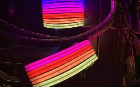 Lian Li Strimer Plus power cables with individually addressable RGB lighting for GPU and CPU connectors.