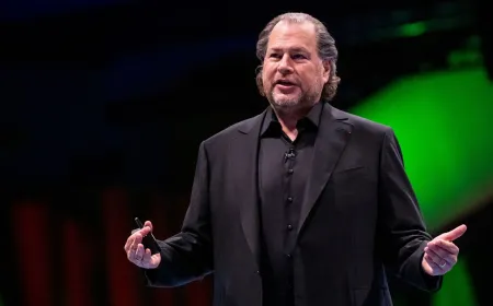 Salesforce CEO Marc Benioff discusses artificial intelligence integration in company products.