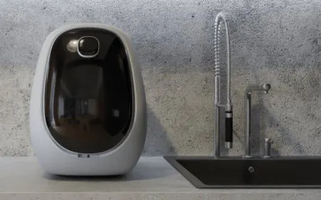 Compact dishwasher featuring rapid cleaning technology for space-efficient kitchen use.