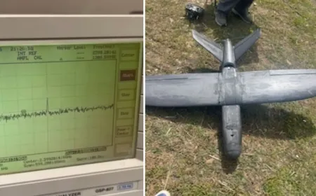 Volcanic basalt and pumice spray coating is applied to a drone prototype for radar absorption testing.