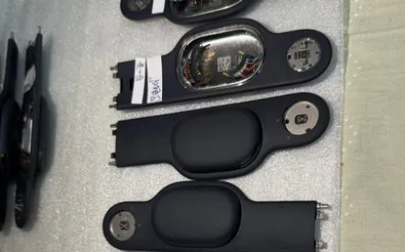 Dark-finished prototype components of Apple's Vision Pro headset reveal ongoing exterior design exploration.