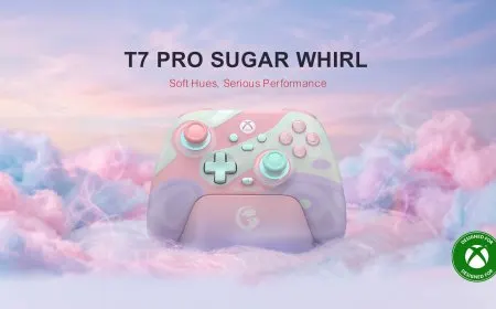 The GameSir T7 Pro Sugar Whirl wireless controller for Xbox features a white and pink design.