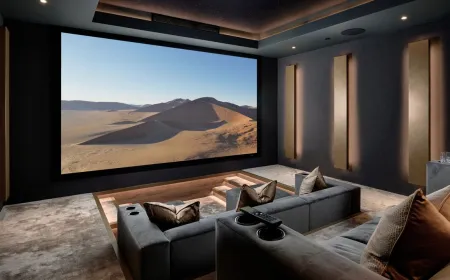 Custom home theater featuring a 9.4.4 Dolby Atmos speaker layout designed for sports viewing.