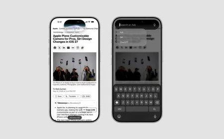 The interface displays Siri integrated with the Dynamic Island and a centralized search layout.