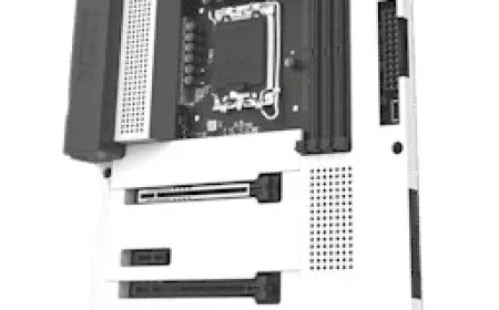 The NZXT N7 Z890 motherboard features a minimalist layout and silver thermal covers.