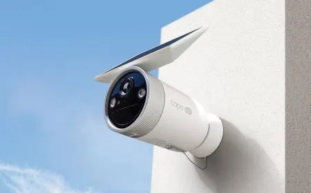 The Tapo MagCam 4K C465 security camera features a magnetic mount and integrated solar panel.