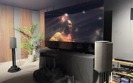 Sony Bravia Theatre Trio wireless Dolby Atmos speakers arranged for home theater use.