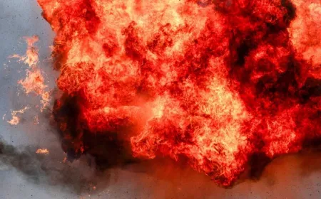 Blue Origin New Glenn rocket explodes during static fire test at Launch Complex 36, damaging ground infrastructure.