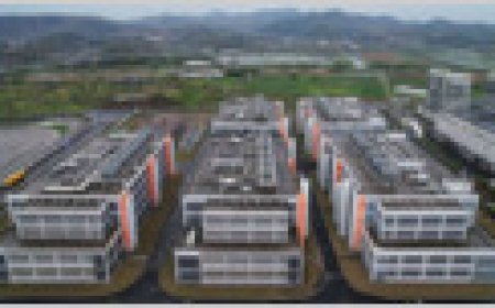 Server racks are arranged in rows inside a modern data center facility.