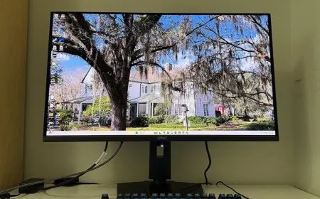 The MSI MPG 322UR QD-OLED X24 monitor rests on its adjustable stand.